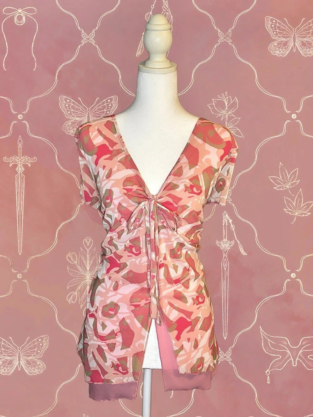 Y2K Pastel Peach Babydoll Top